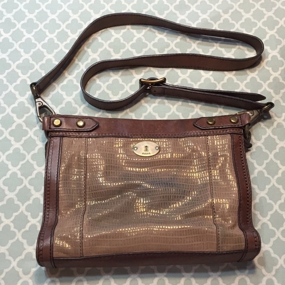 Fossil Croc Embossed Leather Turnlock Crossbody - Picture 4 of 13
